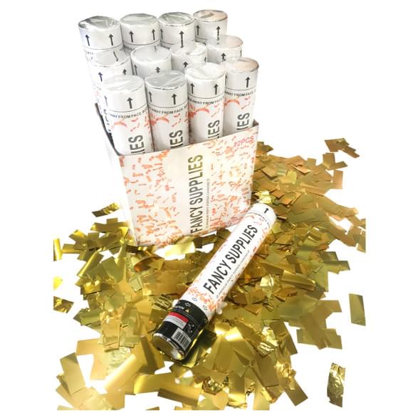 12' Metallic Gold Confetti Cannons - Image 1